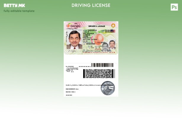 Модерен стил шаблон за возачка дозвола САД Џорџија ( ).